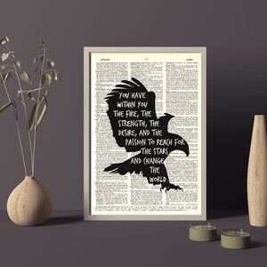 Eagle Inspirational Quote DICTIONARY ART PRINT - Upcycled Vintage Wall Decor
